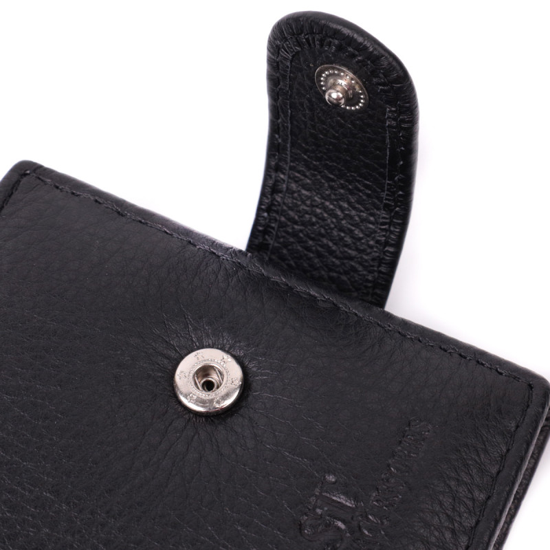 Небольшой вместительный кошелек из натуральной кожи ST Leather Черный