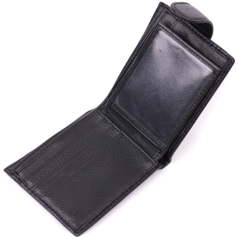 Небольшой вместительный кошелек из натуральной кожи ST Leather Черный