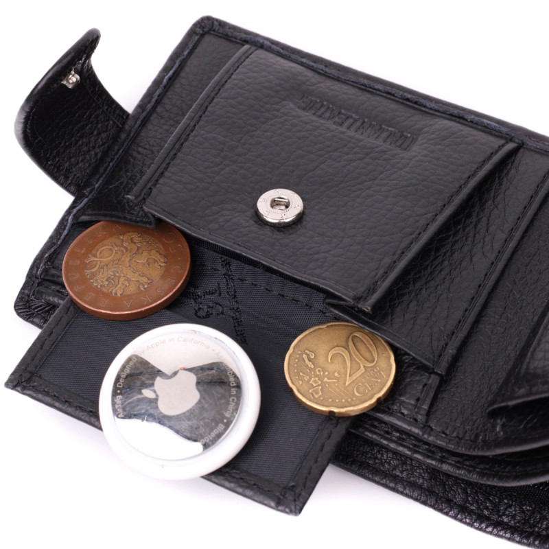 Небольшой вместительный кошелек из натуральной кожи ST Leather Черный