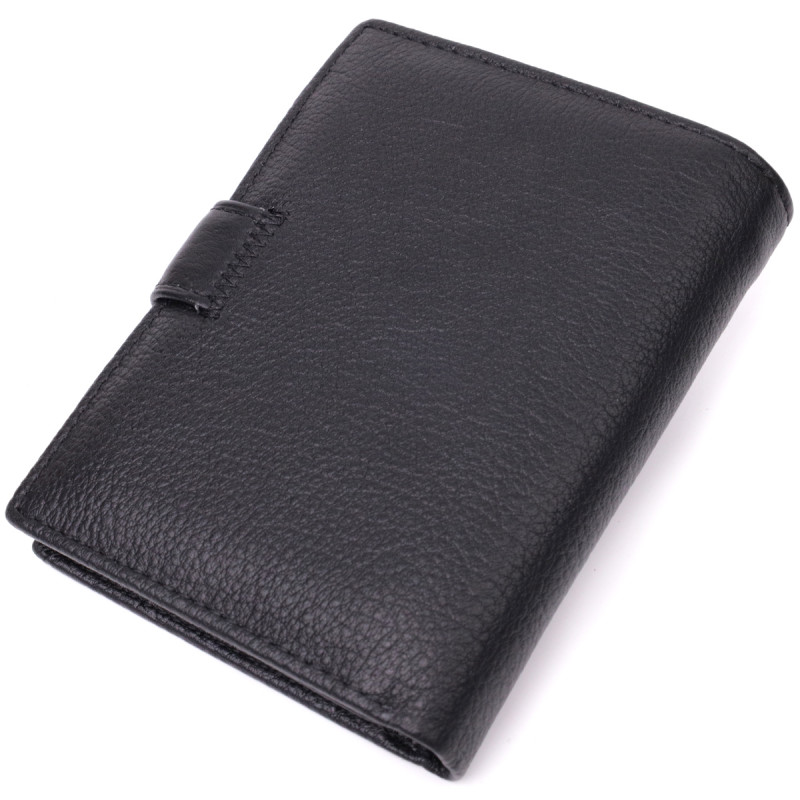 Солидный мужской бумажник из натуральной кожи ST Leather Черный