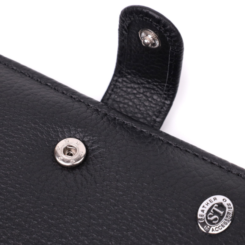 Солидный мужской бумажник из натуральной кожи ST Leather Черный