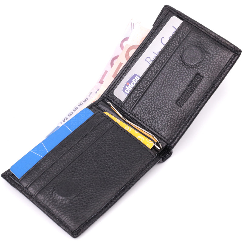 Качественный зажим из натуральной кожи ST Leather Черный