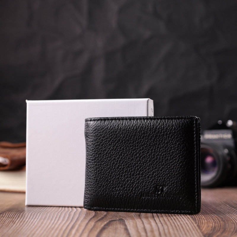 Качественный зажим из натуральной кожи ST Leather Черный