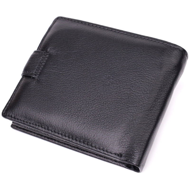 Бумажник мужской среднего размера из натуральной кожи ST Leather Черный