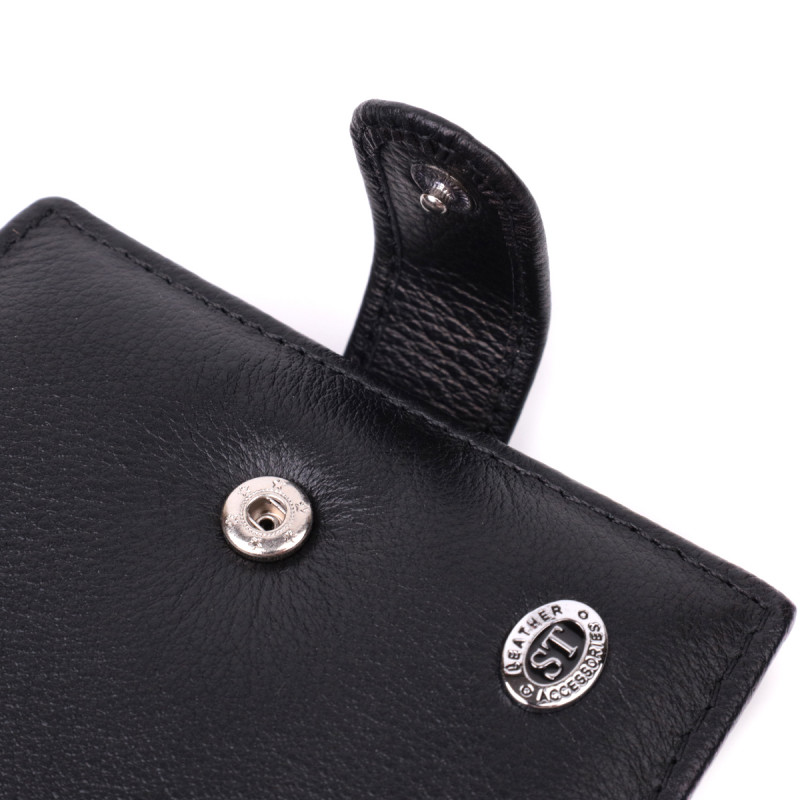 Бумажник мужской среднего размера из натуральной кожи ST Leather Черный