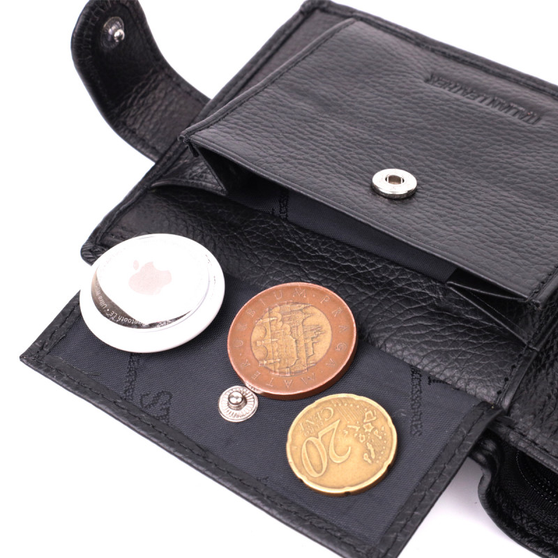 Бумажник мужской среднего размера из натуральной кожи ST Leather Черный