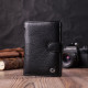 Практичный мужской бумажник с блоком под документы из натуральной кожи ST Leather Черный