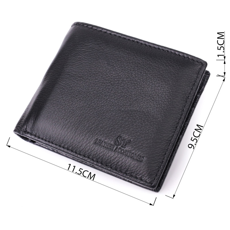 Кожаное мужское портмоне из зажимом ST Leather Черный