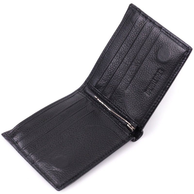 Кожаное мужское портмоне из зажимом ST Leather Черный