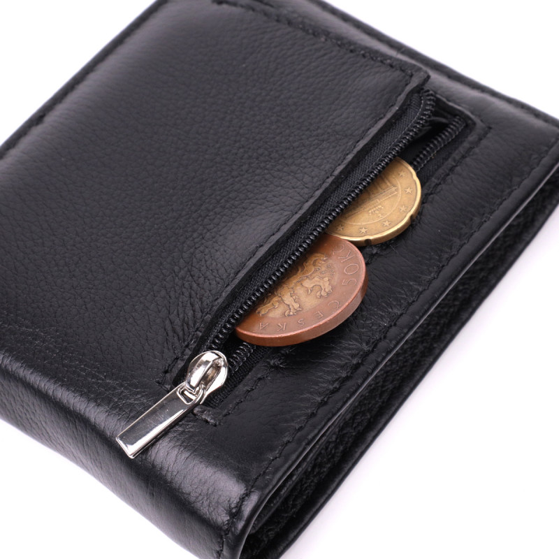 Кожаное мужское портмоне из зажимом ST Leather Черный