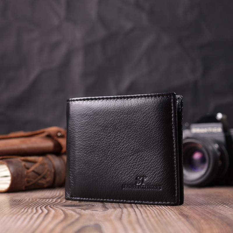Кожаное мужское портмоне из зажимом ST Leather Черный