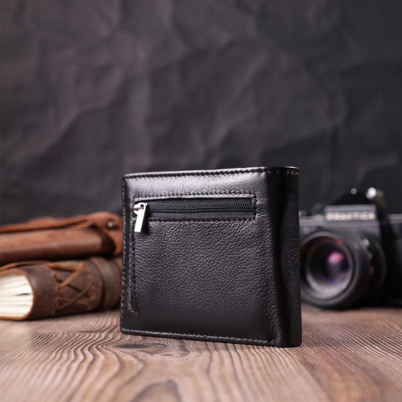 Кожаное мужское портмоне из зажимом ST Leather Черный
