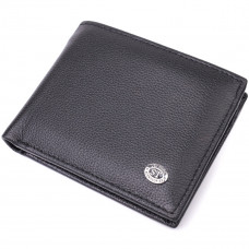 Компактное мужское портмоне из натуральной кожи ST Leather Черный