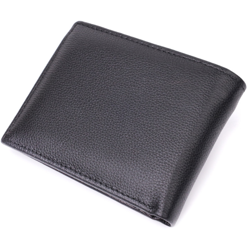 Компактное мужское портмоне из натуральной кожи ST Leather Черный