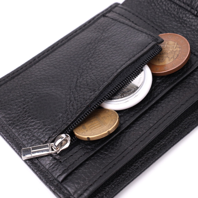 Компактное мужское портмоне из натуральной кожи ST Leather Черный