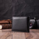Компактное мужское портмоне из натуральной кожи ST Leather Черный