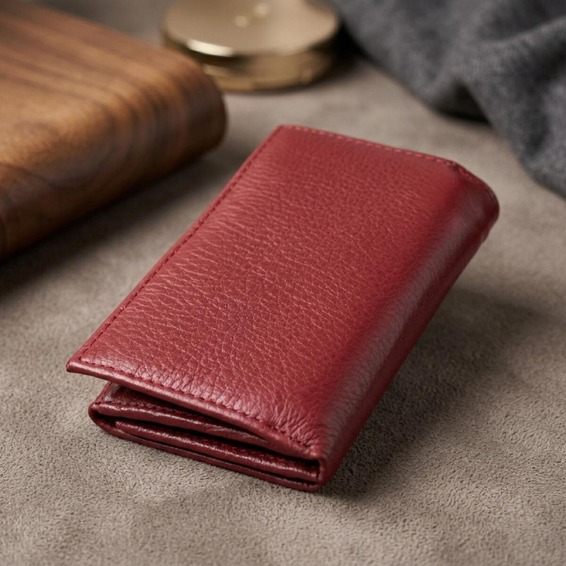 Кожаный женский кошелек в три сложения ST Leather Бордовый
