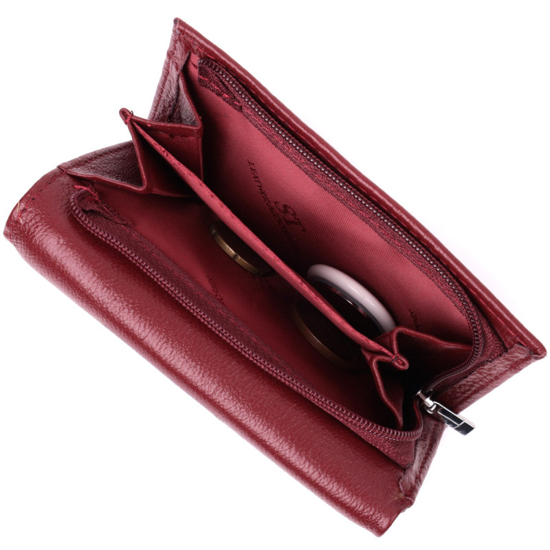 Кожаный женский кошелек в три сложения ST Leather Бордовый