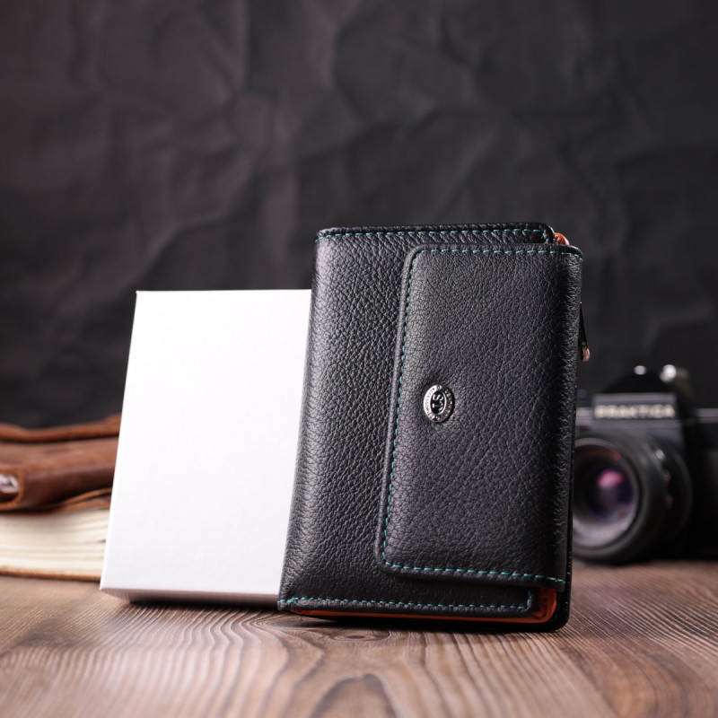 Стильный кошелек для женщин из натуральной кожи ST Leather Черный