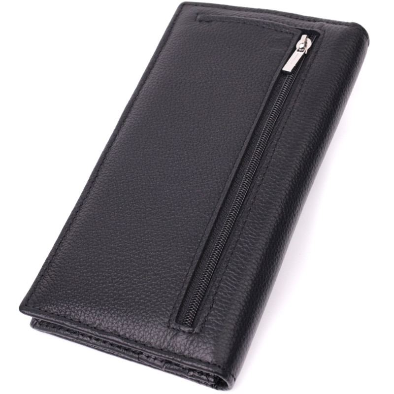 Женский вертикальный кошелек на магнитах из натуральной кожи ST Leather Черный