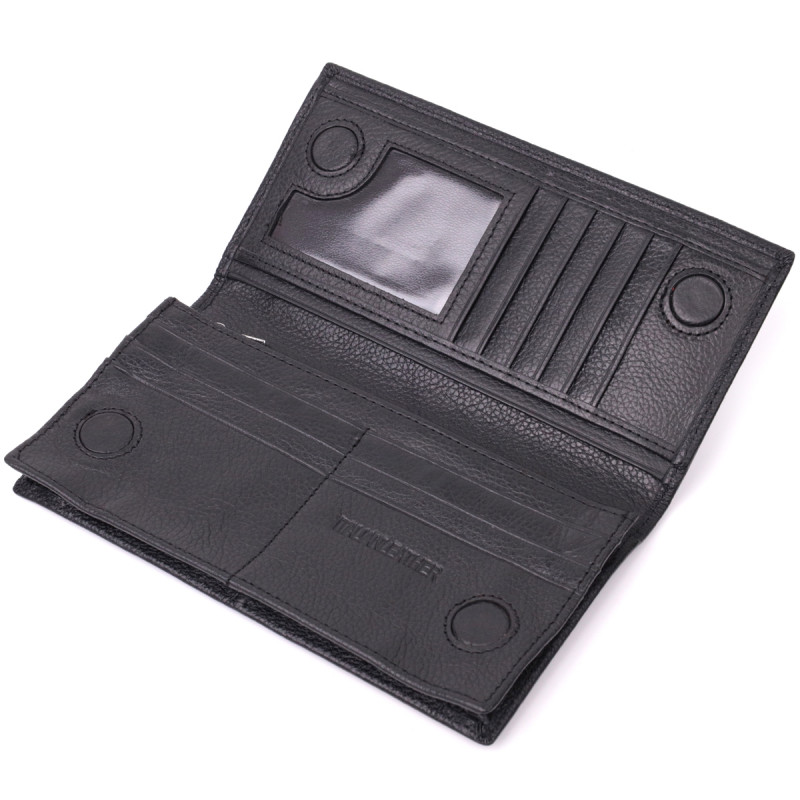 Женский вертикальный кошелек на магнитах из натуральной кожи ST Leather Черный