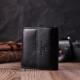 Компактный женский кошелек с монетницей снаружи из натуральной кожи ST Leather Черный