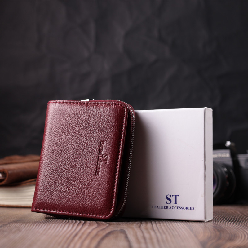 Женский кошелек среднего размера из натуральной кожи ST Leather Бордовый