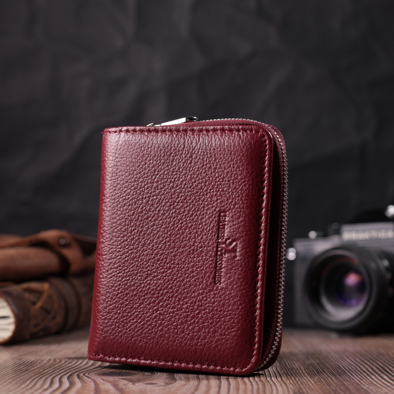 Женский кошелек среднего размера из натуральной кожи ST Leather Бордовый