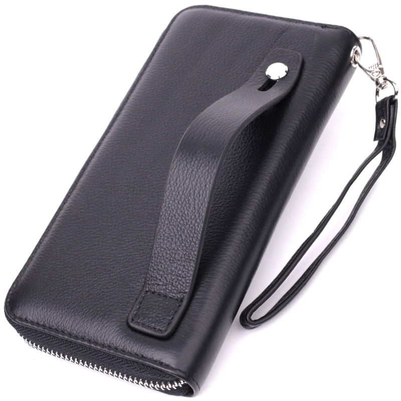Универсальный кошелек-клатч на одно отделение из натуральной кожи ST Leather Черный
