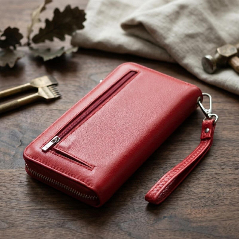 Стильный кошелек-клатч для женщин на одно отделение из натуральной кожи ST Leather Красный