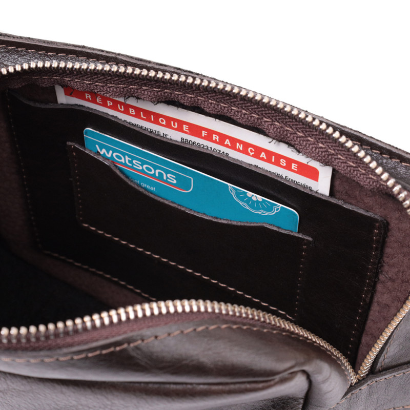 Прямокутна сумка бананка з якісної натуральної шкіри GRANDE PELLE Коричневий