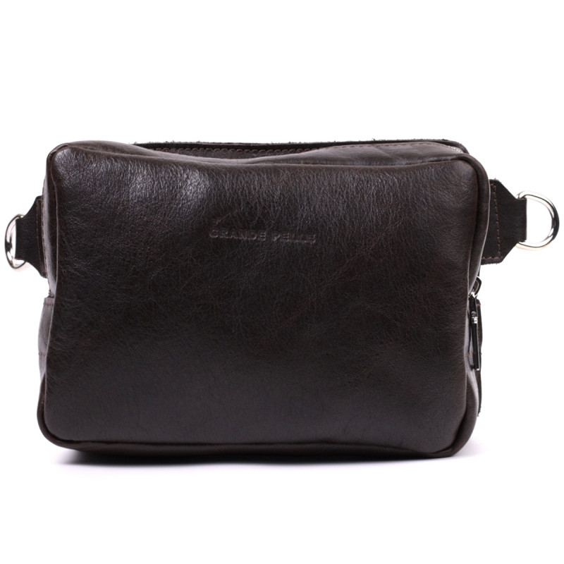 Прямокутна сумка бананка з якісної натуральної шкіри GRANDE PELLE Коричневий