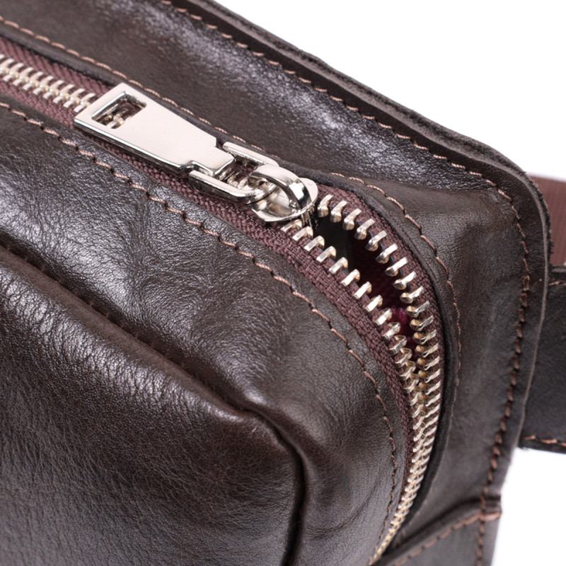 Прямокутна сумка бананка з якісної натуральної шкіри GRANDE PELLE Коричневий