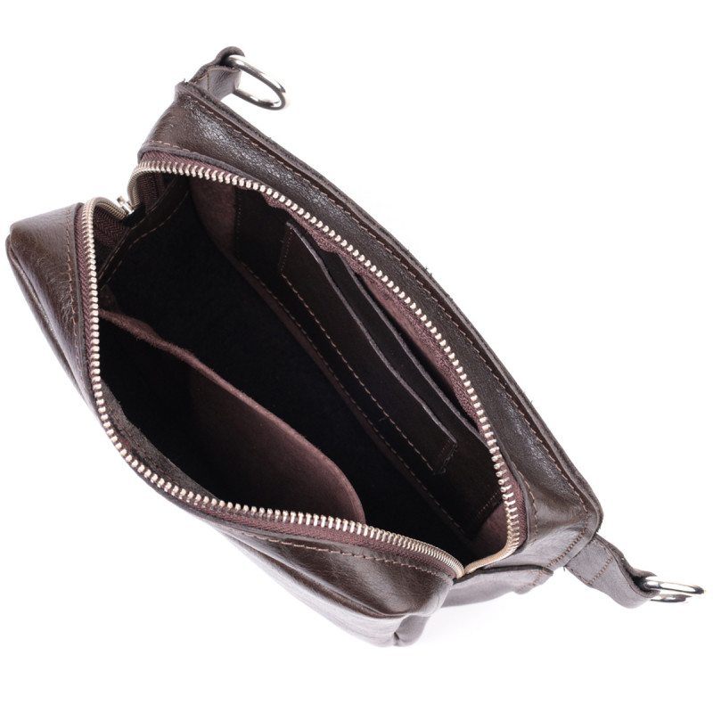 Прямокутна сумка бананка з якісної натуральної шкіри GRANDE PELLE Коричневий