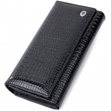 Лакированный кожаный кошелек с блоком для кредитных карт ST Leather Черный