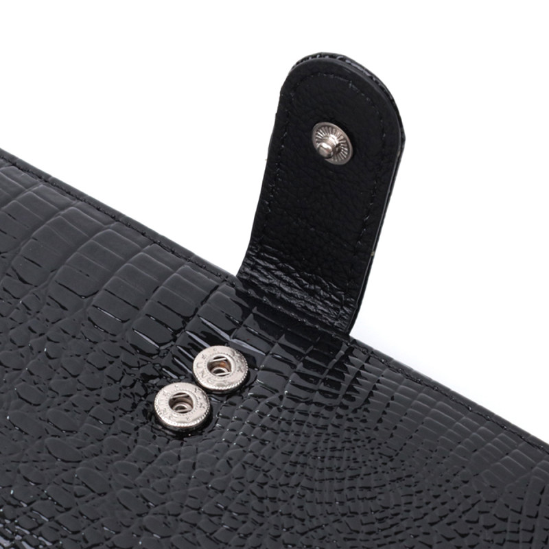 Лакированный кожаный кошелек с блоком для кредитных карт ST Leather Черный