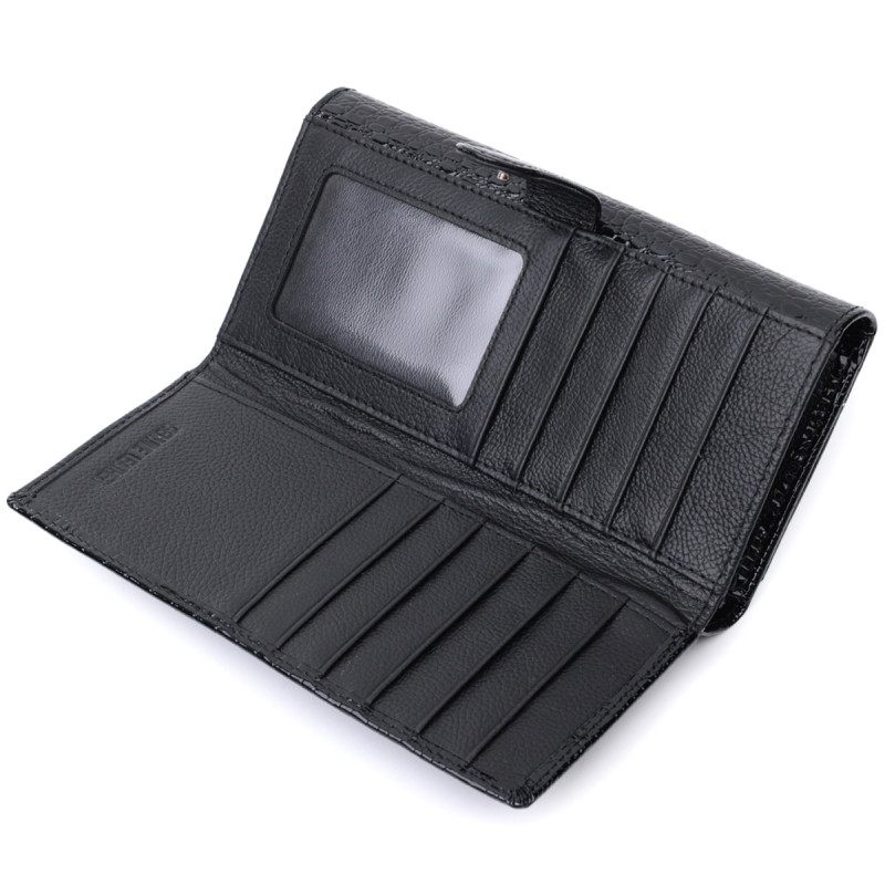 Лакированный кожаный кошелек с блоком для кредитных карт ST Leather Черный