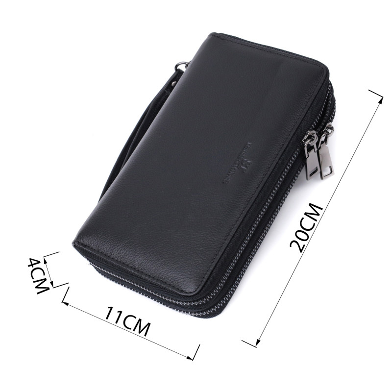 Чоловічий шкіряний клатч для карток купюр та документів ST Leather Чорний