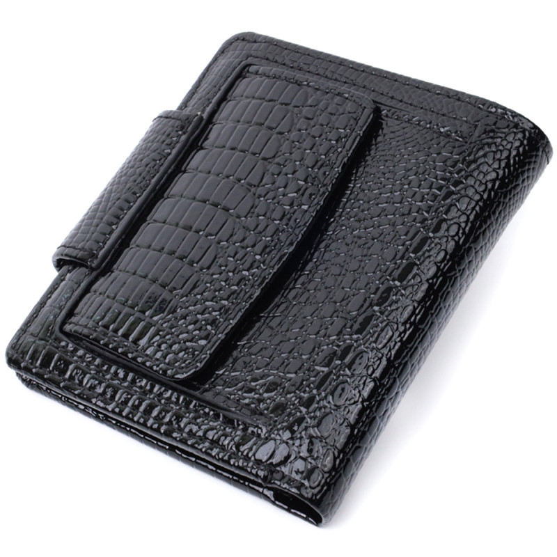 Гаманець для жінок середнього розміру з натуральної шкіри ST Leather Чорний