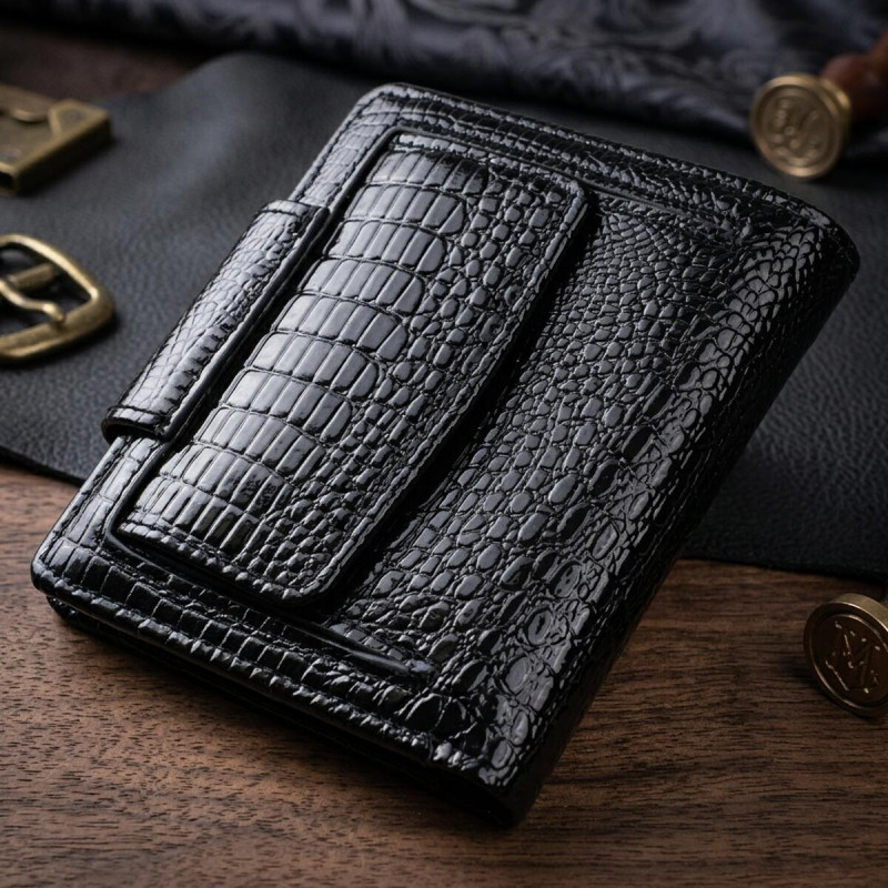 Гаманець для жінок середнього розміру з натуральної шкіри ST Leather Чорний