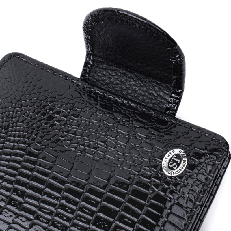 Гаманець для жінок середнього розміру з натуральної шкіри ST Leather Чорний
