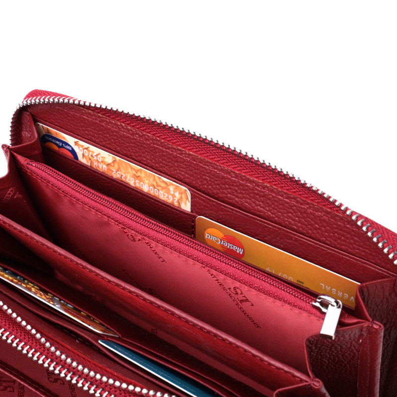 Фактурный клатч на два отделения из лакированной натуральной кожи ST Leather Красный