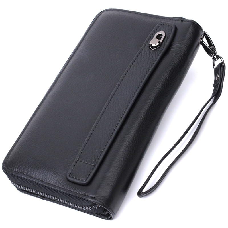 Мужской клатч с блоком для карт из натуральной кожи ST Leather Черный