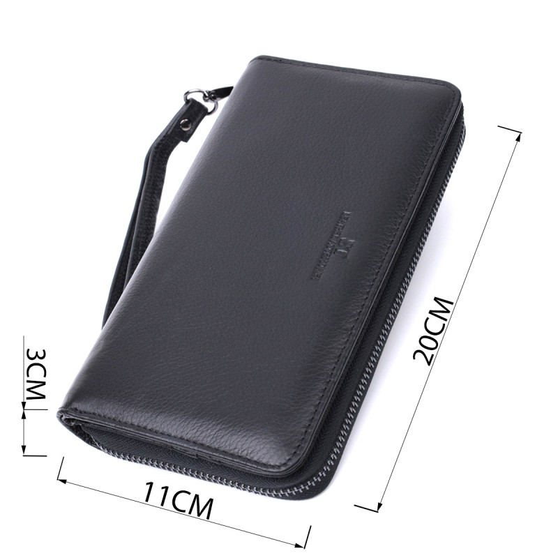 Мужской клатч с блоком для карт из натуральной кожи ST Leather Черный
