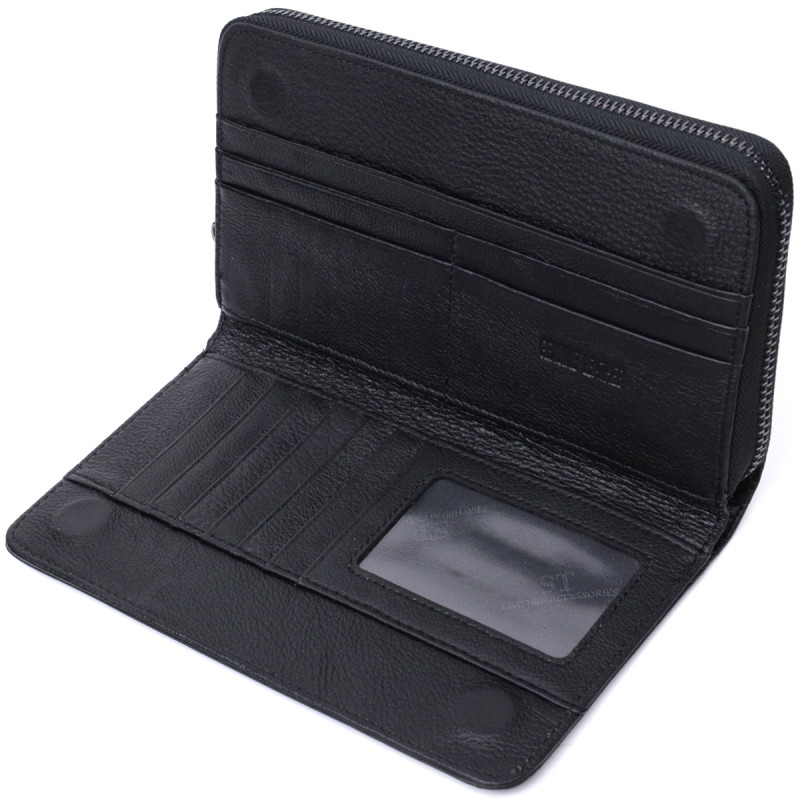 Мужской клатч с блоком для карт из натуральной кожи ST Leather Черный