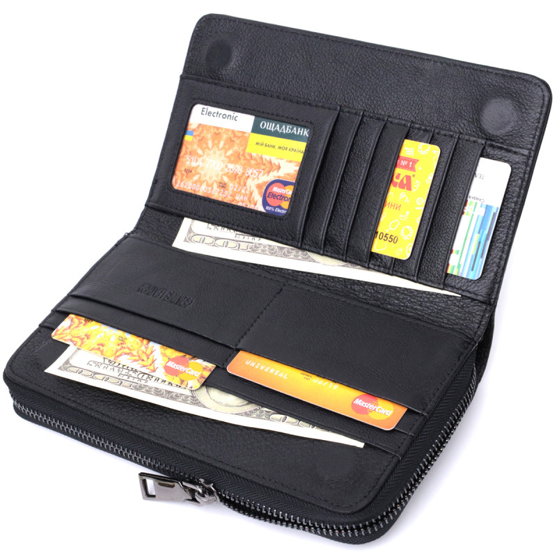 Мужской клатч с блоком для карт из натуральной кожи ST Leather Черный