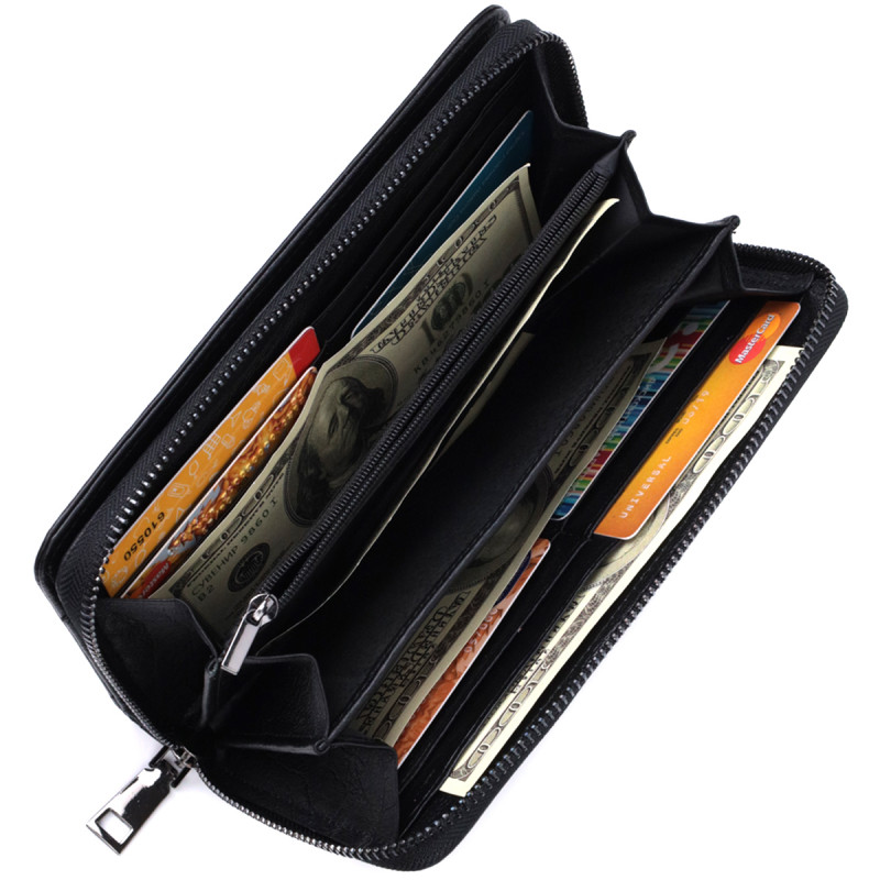 Мужской клатч с блоком для карт из натуральной кожи ST Leather Черный