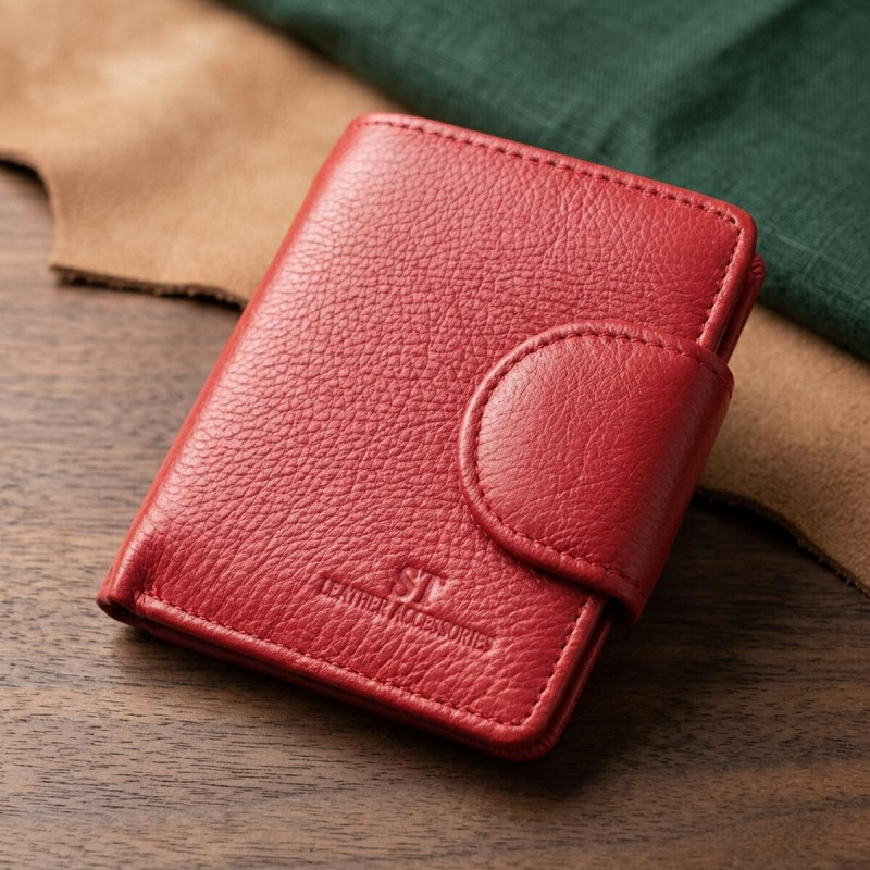 Вертикальний гаманець для яскравих жінок із натуральної шкіри ST Leather Червоний
