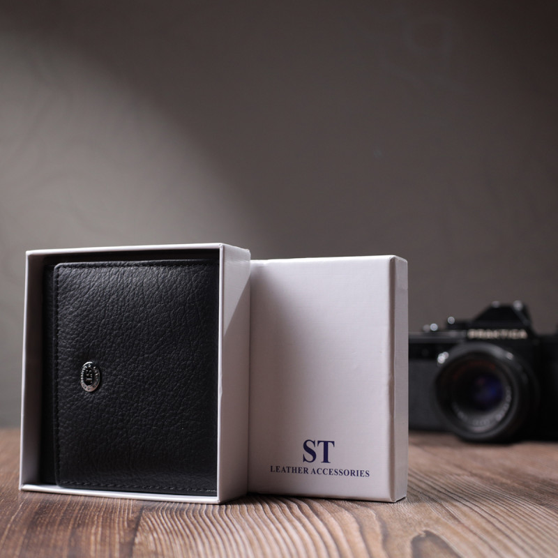 Красивый кошелек для женщин из натуральной кожи ST Leather Черный