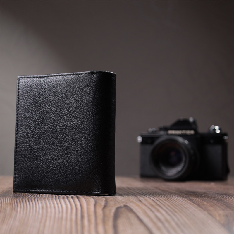 Зручний жіночий гаманець із монетницею із натуральної шкіри ST Leather Чорний
